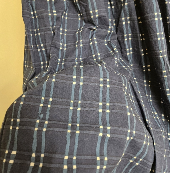 Madewell Pull-On Midi Skirt in Shibori Indigo Plaid Size M Cotton - Picture 11 of 12
